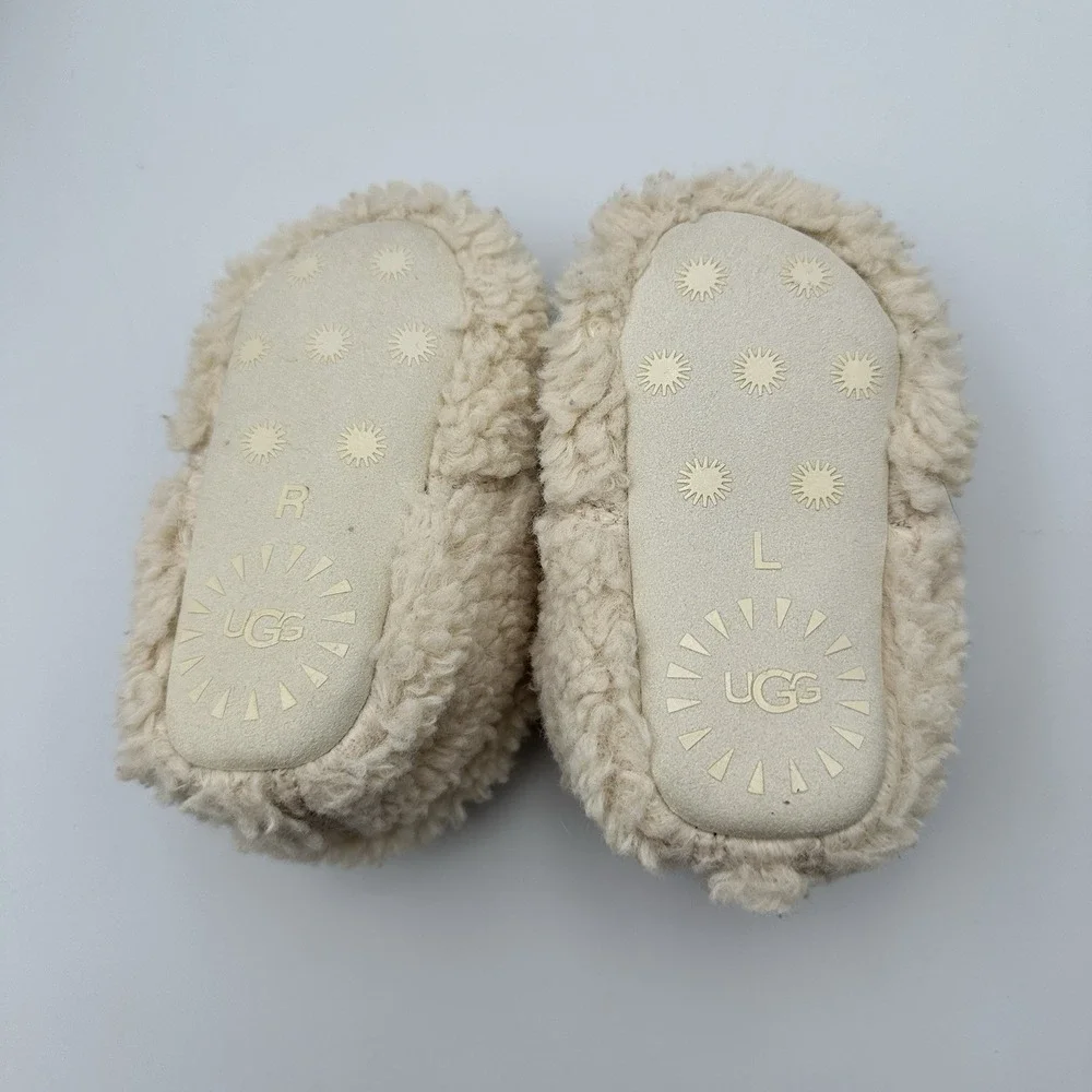 UGG Bixbee Ankle Boots Toddler Natural Curly Faux Fur Slip On Kids Size 2/3